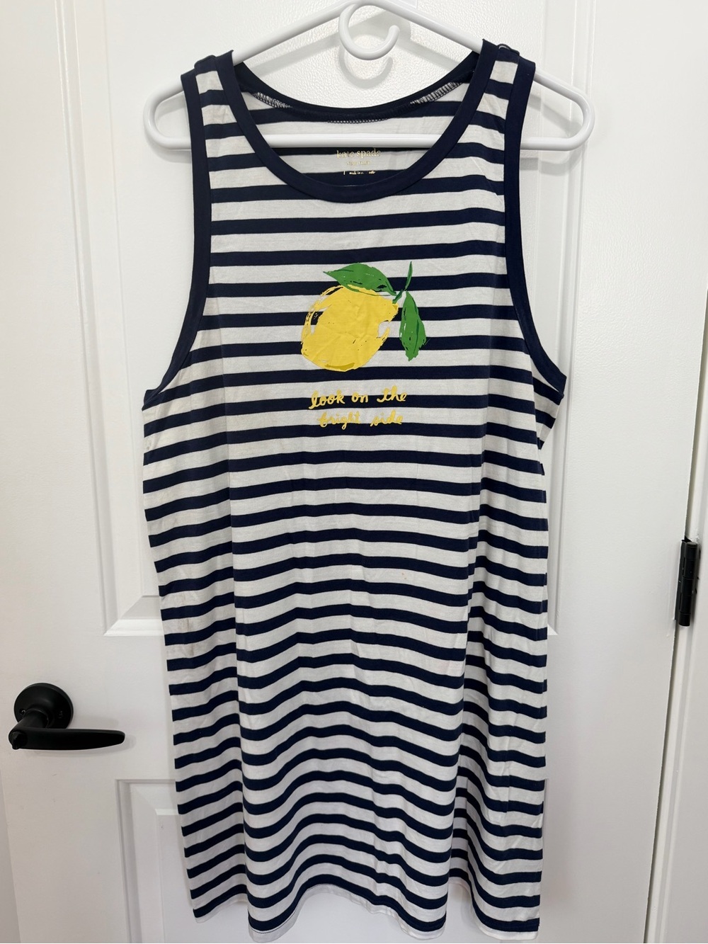 Kate Spade Striped Lemon Tank Dress Size L Look On The Bright Side Navy White